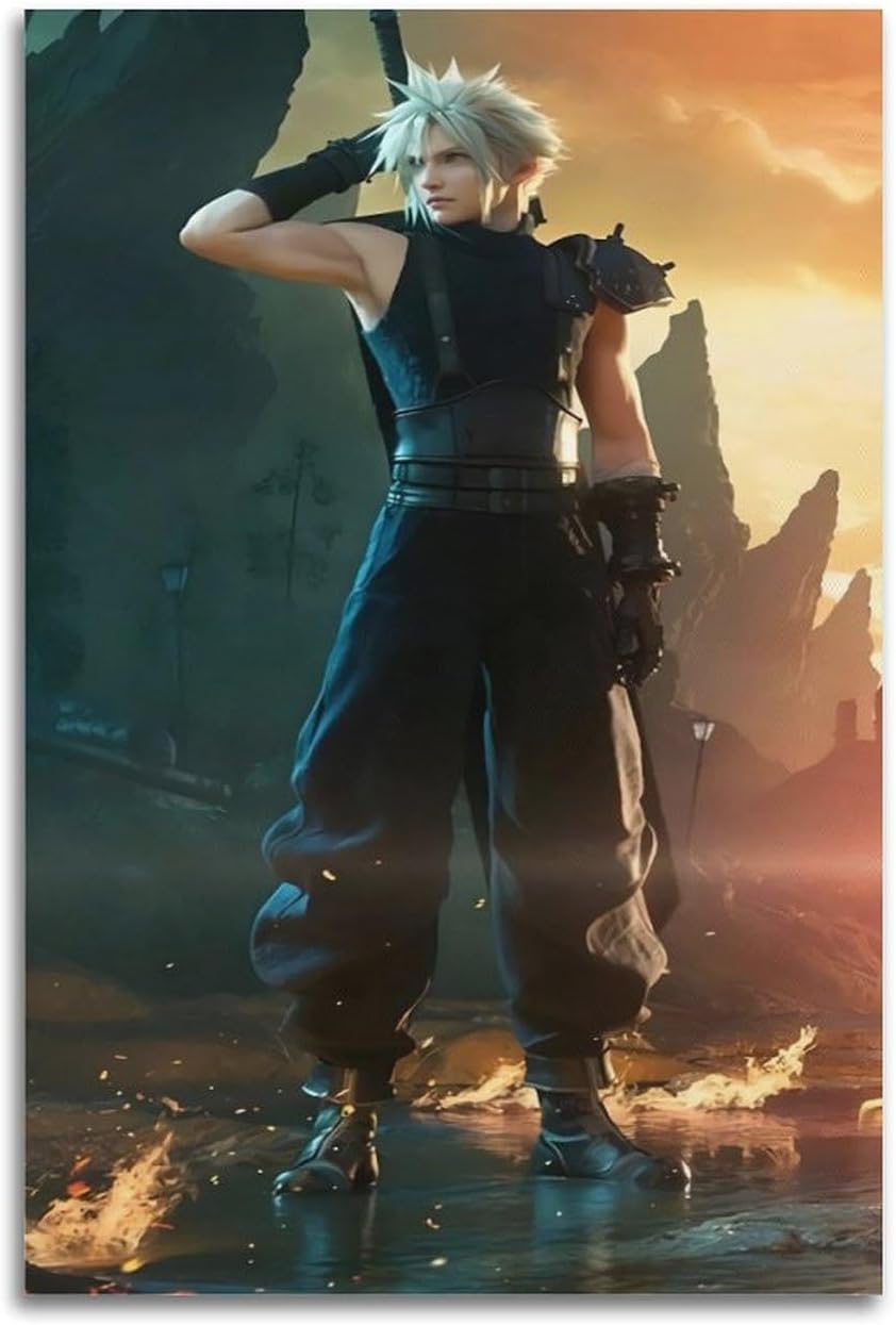 Krem Cloud Strife Poster Wall Art Canvas Gift For Friend Bed Room Living Room Decor Modern Aesthetic12x18inch(30x45cm) Unframe-style