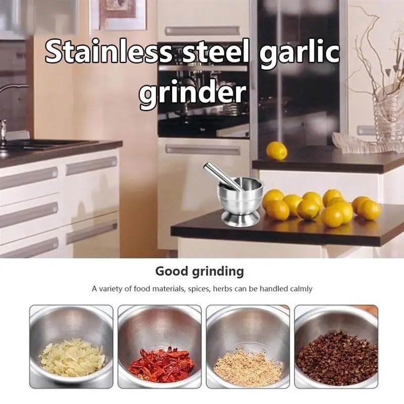 Pestle and Mortar Stainless Steel Mortar Pestle Garlic Pounder Spice Mill Pharmacy Herbs Bowl