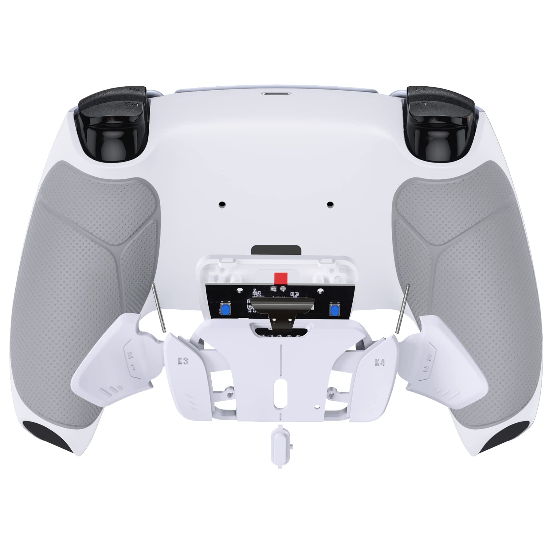 eXtremeRate RISE4 V3 Remap Kit pour ps5 Manette BDM-030/040/050, Coque Arrière Redessinée avec 4 Palette pour ps5 Controller BDM-030/040/050, Carte améliorée, Blanche