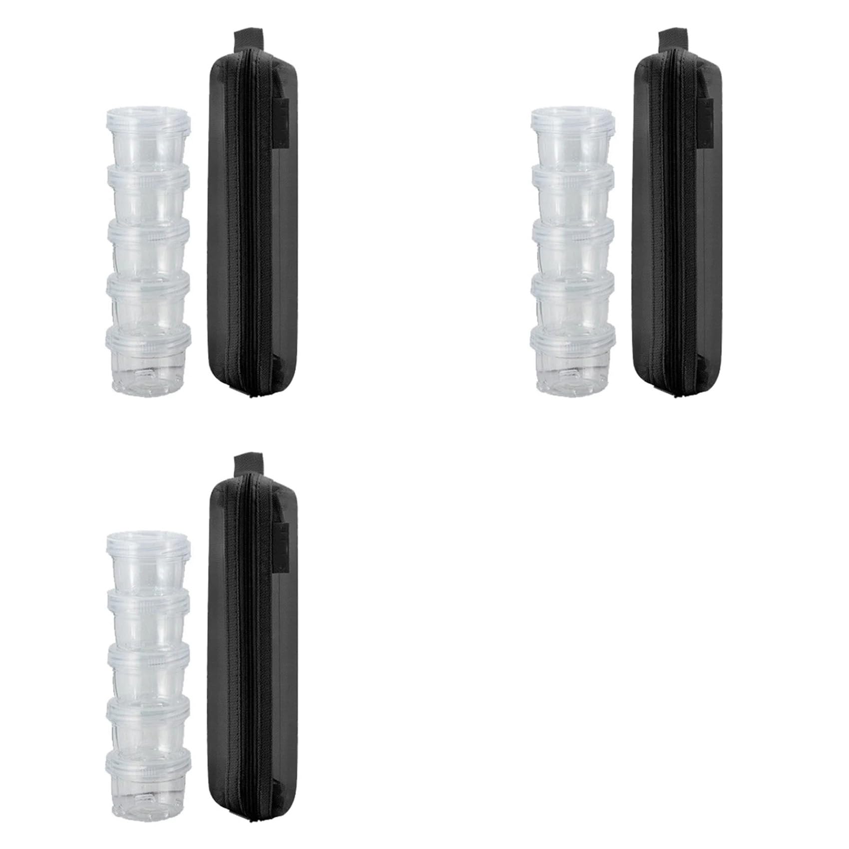 Hndhbfgrt 3X Outdoor Portable Camping Spice Kit Spice Container Bag with 5 Clear Seasoning Bottles Travel Condiment Container Set