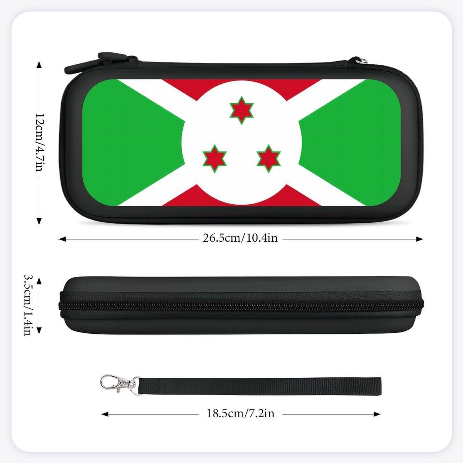 Burundi Flag Compatible with Switch Carrying Case Hard Travel Game Bag Pouch with 15 Games Accessories Black-style