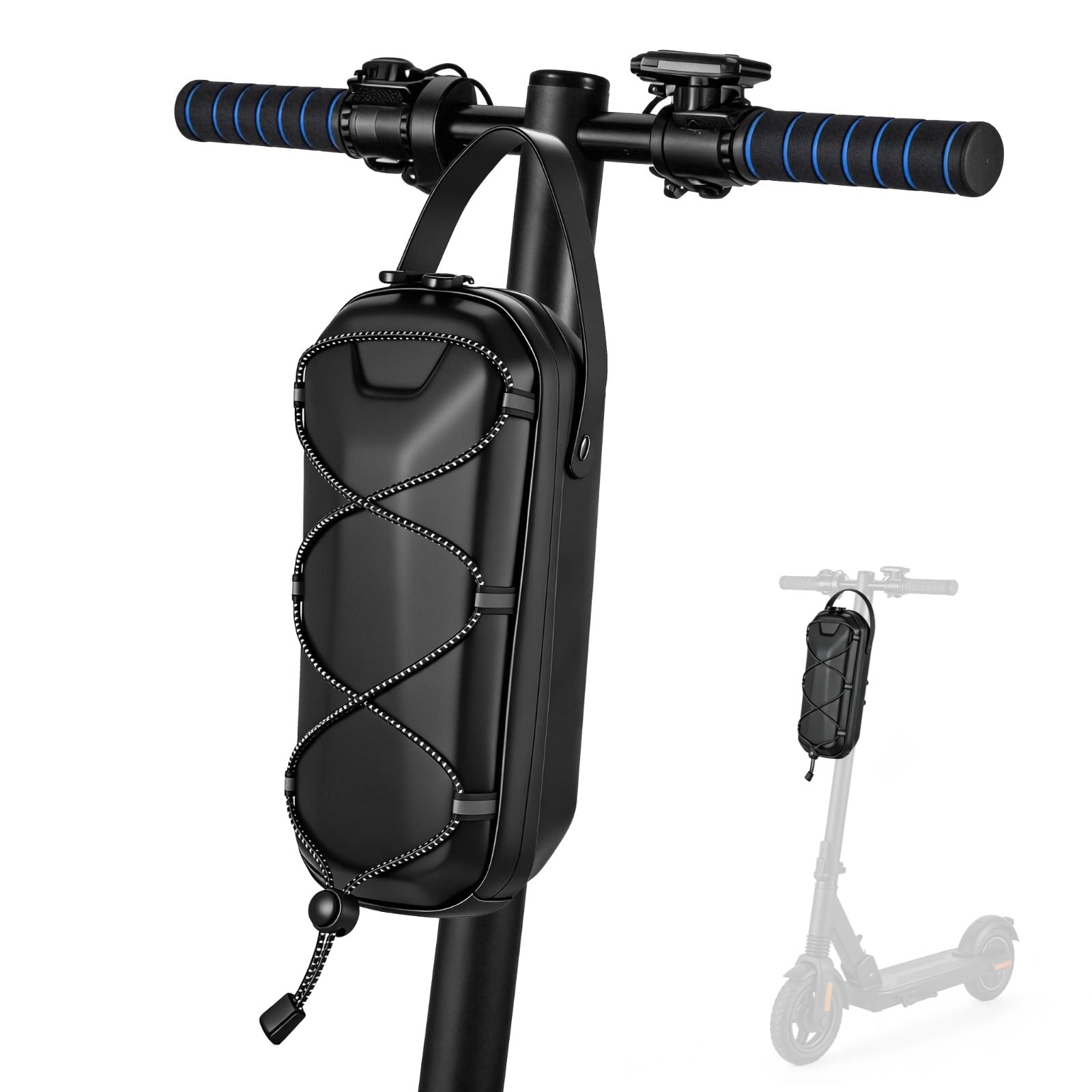 Sac de Rangement Trottinette électrique 3 L, Sac Guidon Coque Rigide EVA, Zips dissimulés, Organiseur Frontal pour téléphone, Chargeur, Outils, Pochette Accessoires pour vélo électrique