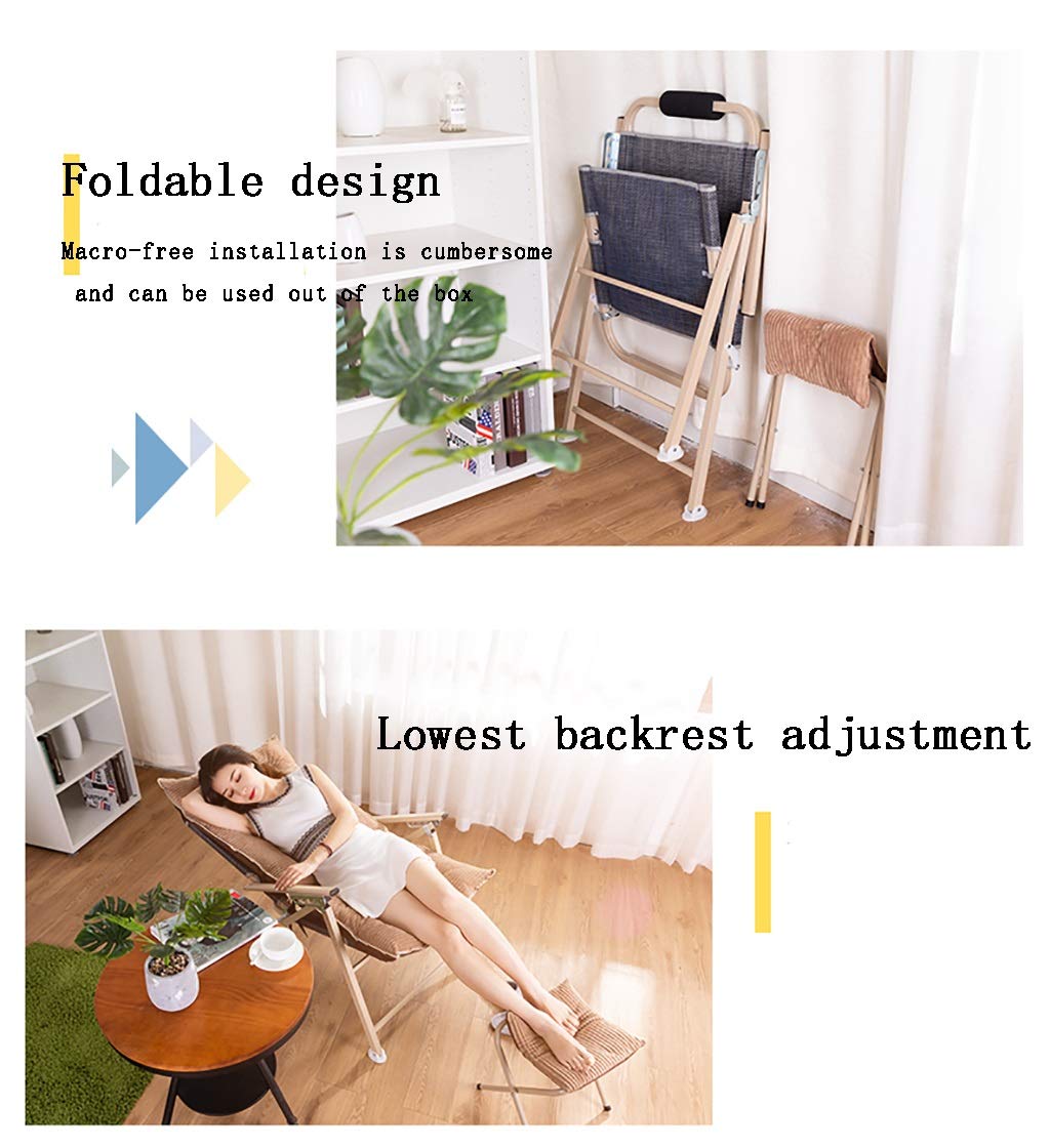 Sillas de Exterior, sillón Plegable reclinable, sillón de Gravedad Cero de Gran tamaño con cojín reposapiés, sillones Chaise Longue portátiles con Posiciones AJ(Sin Pedales marrón)