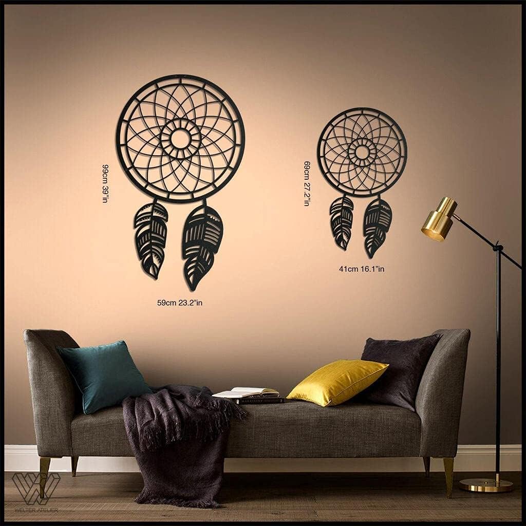 LaModaHome Dreamcatcher v.1 41x69 cm[16.1"x27.2" in] Metal Wall Art,Wall Decor, Living Room, Bedroom, Kitchen, Bathroom Interior Outdoor Decoration, Wall Hanging