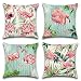 Artscope wasserdichte Kissenbezugen, 4er Set Flamingo und Rosa Blumen Kissenhülle Atmungsaktiv Kissen Fall für Patio Garten Bauernhaus Dekor 45x45CM