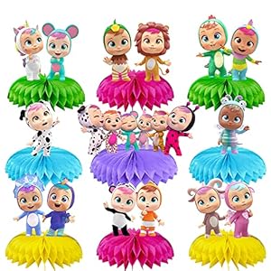 Pack of 9 Cry Babies Party Honeycomb Ball Decorations, Magic Tears Honeycomb Centrepieces for Table Decorations, Cry Babies Centrepiece Table Top for Children Birthday Baby Shower Party Supplies
