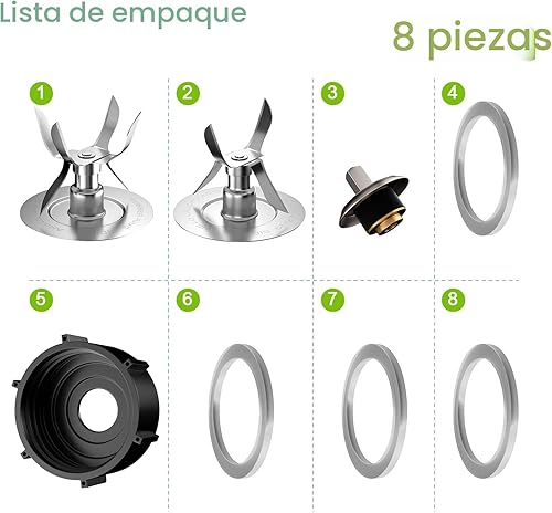 Miniatura 2 de 8 Piezas de Repuesto de Cuchillas de Hielo 4961 4980 Tapa Inferior del Frasco 4902 Juntas de Goma y Kit de Pasador de Acoplamiento Compatible con