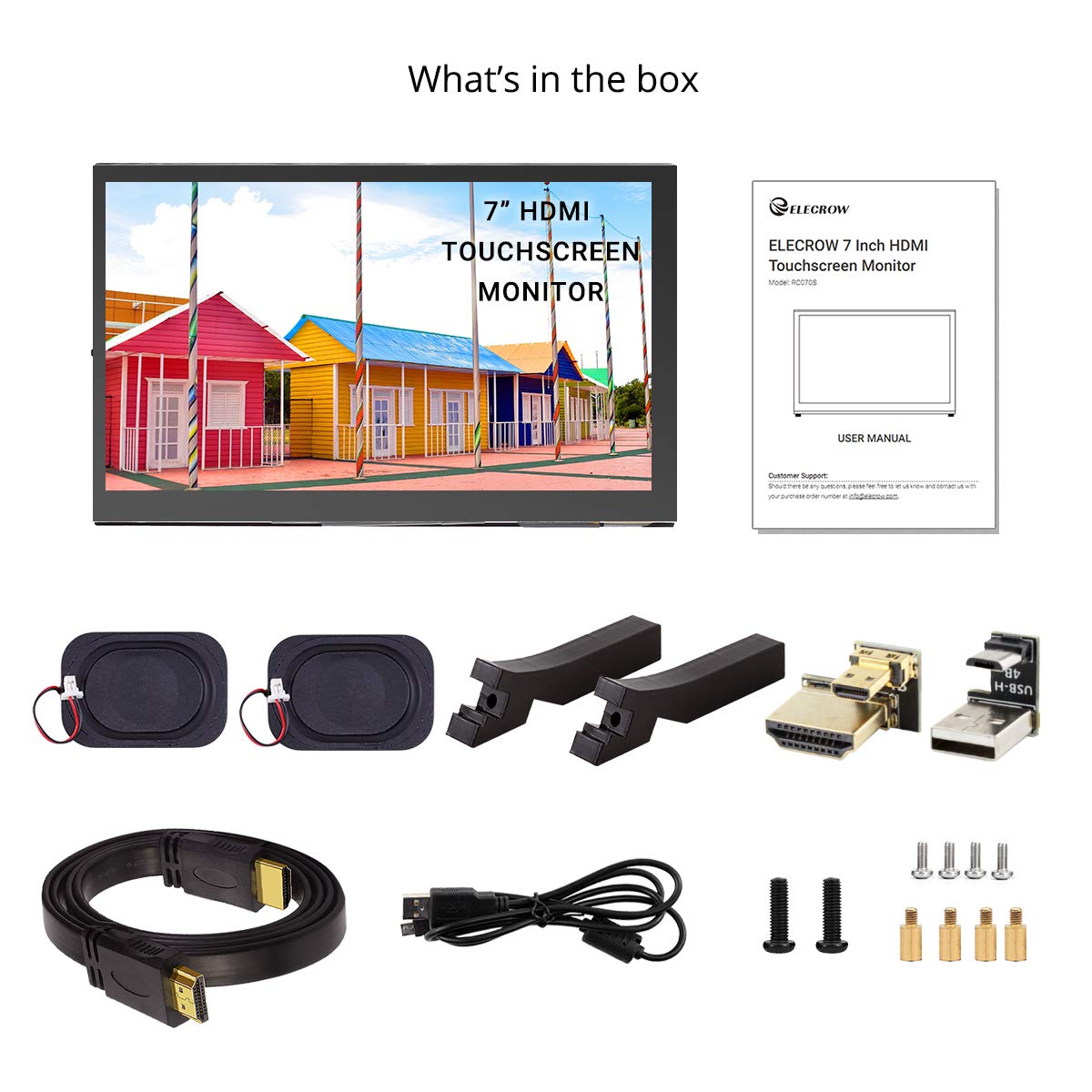 ELECROW Raspberry Pi Screen, 7" ekran dotykowy 1024 x 600, przenośny monitor do Raspberry Pi, PC, konsoli do gier, BB Black, Banana Pi, Jetson Nano