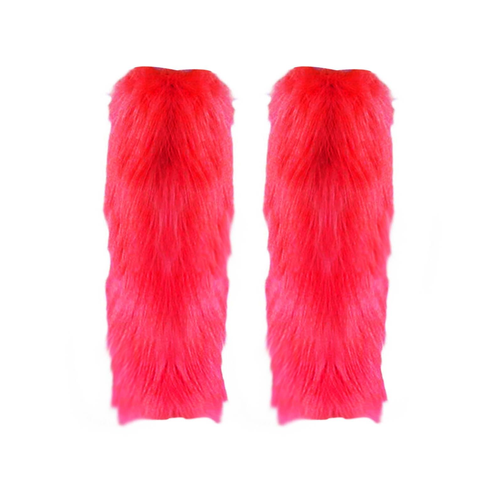Women Furry Leg warmers Solid Fuzzy Leg warmers Soft Boot Cuffs Cover for Cold Weather Red B