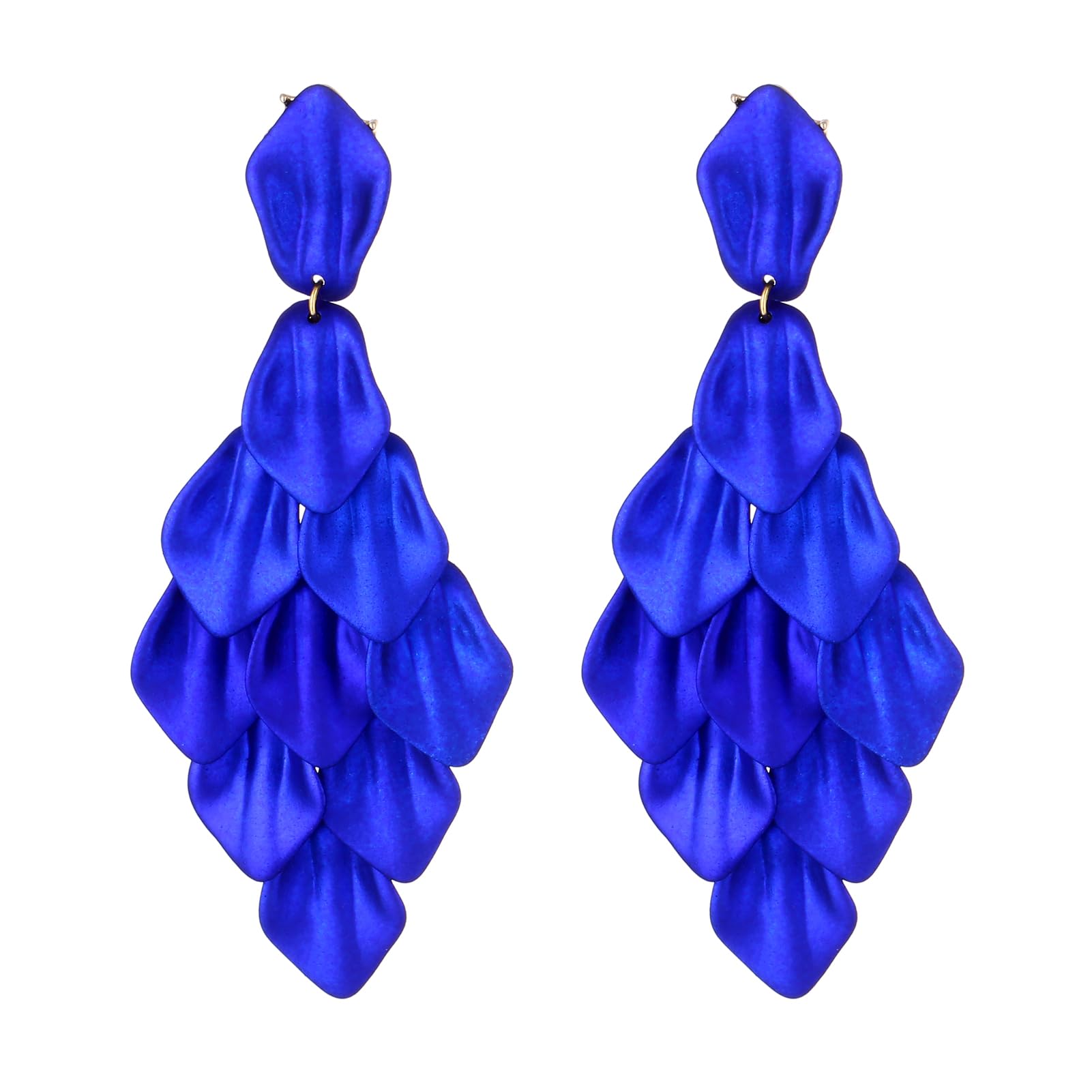 Halawly Long Rose Petal Earrings for Women Boho Acrylic Flower Drop Dangle Earrings Big Bold Colorful Fashion Rhombic Statement Costume Jewelry Gifts