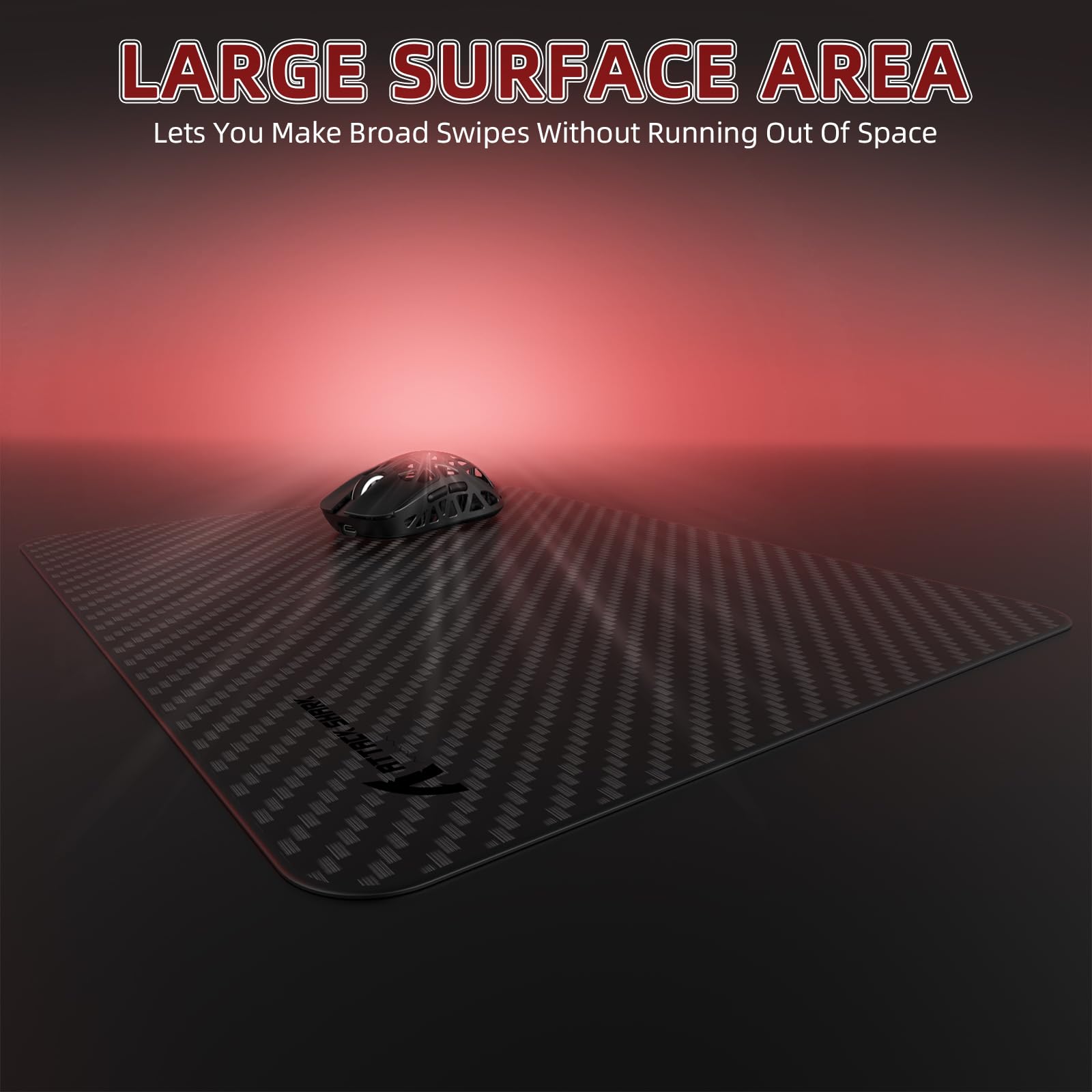 Yindiao ×Attack Shark CM04 - Alfombrilla de mouse para juegos, fibra de carbono, alfombrilla grande para teclado de computadora, alfombrilla de mouse de mesa con base antideslizante, borde cosido para