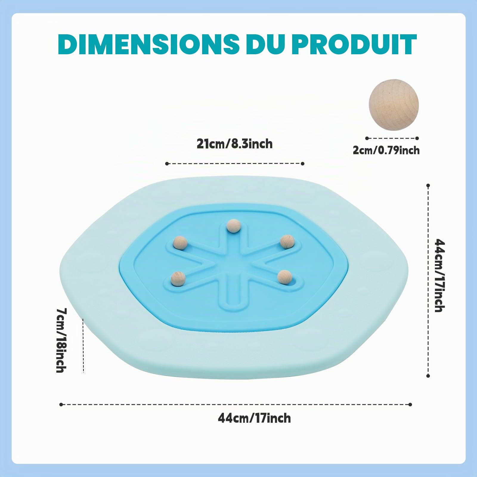 HOMCENT Planche d'Équilibre pour Enfants, Planche d'équilibre hexagonale avec 5 boules en bois, entraîneur d'équilibre für Jungen und Mädchen, charge 50 kg