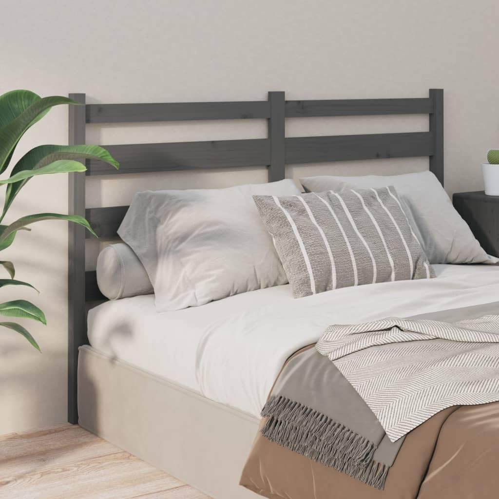 Grey Slatted Bed Headboard 156x4x100 cm Solid Pine, Modern Wall Headboard Panel for Double & King Size Beds, Rustic Wood Head Board with Back Support for Reading