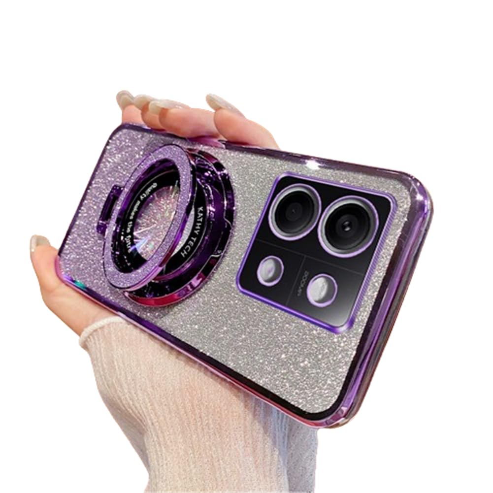 Case for Xiaomi Redmi Note 13 Pro 5G Case Sparkle Cute with Stand Phone Case Slim Clear Glitter Bling Card Shockproof Protective Women Girls TPU Case for Redmi Note 13 Pro 5G Purple YD