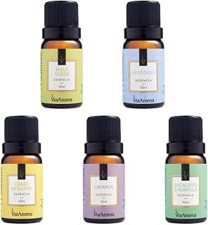 Kit 5 Essências Sortidas Via Aroma 10ml para Aromatizador Elétrico