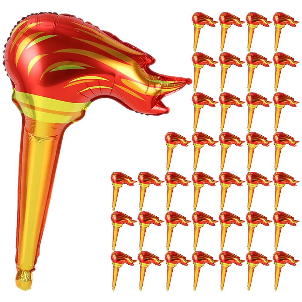 50Pcs Olympic Torch Prop, 18 Inches Fun Inflates Torch, Olympic Themed Party Decorations, Fake Olympic Torch for Medieval Luau Party Sports Competitions Stage Performance Props