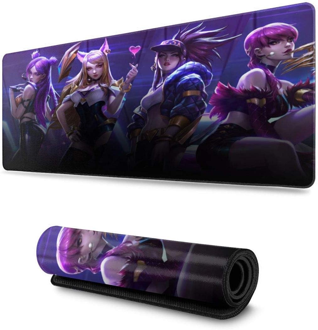 Mouse Pad for KDA Ahri Akali Evelynn Kai'Sa, Waterproof Mouse Mat,Extended Gaming Mouse Pad,Large Desk Mat,Non-Slip Base Stitched Edges Mousepad for Computer 11.8x23.6 inch
