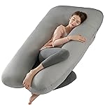 Amagoing Cooling Pregnancy Pillow for Sleeping, 55 inch U Shaped Full Body Maternity Pillow Support for Back, Hip, Belly, Legs for Pregnant Women, Removable Cooling Cover, Pregnant Women Must Have