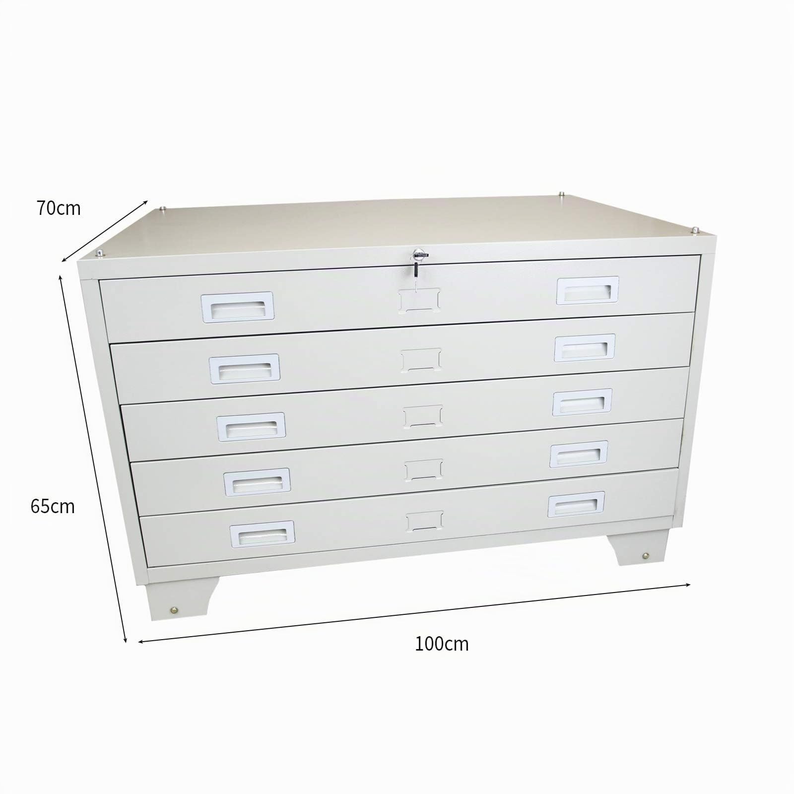 Commode D’architectes Métallique, Verrouillable, à 5 Tiroirs pour Entreposage d’Œuvres d’art, Cartes Routières et autre Documents Volumineux Format A1