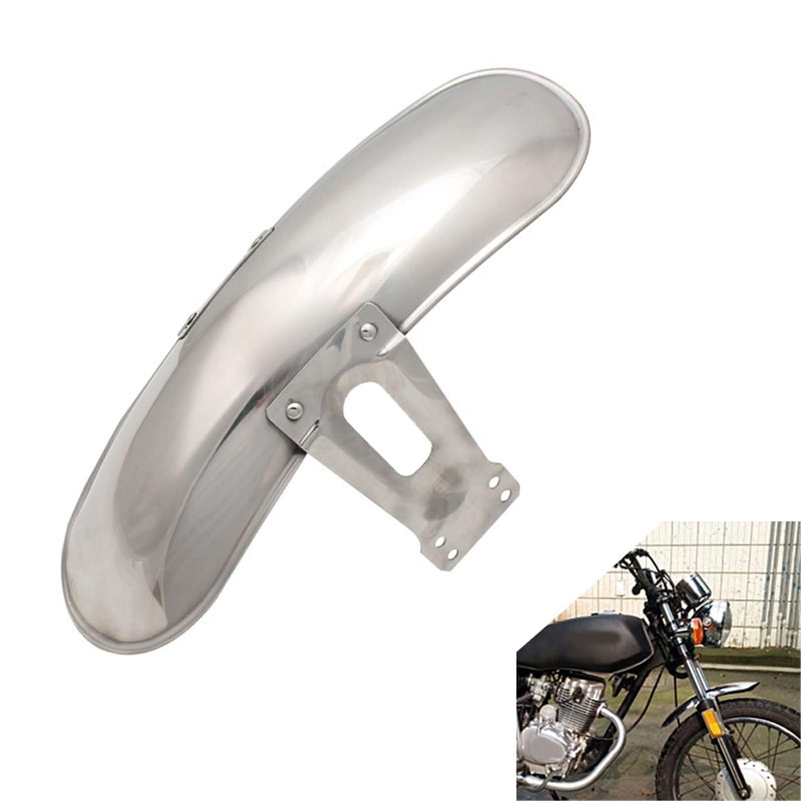 Protezione Della Copertura Del Parafango Anteriore Motociclo In Metallo Cromato Per Modifica Retrò Per CG125 250 Cafe
