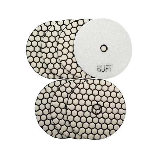 SHDIATOOL 7Pcs 4 Inch Dry Diamond Polishing Pads White Buff for Granite Marble Stone Countertops Grinding Disc Pads
