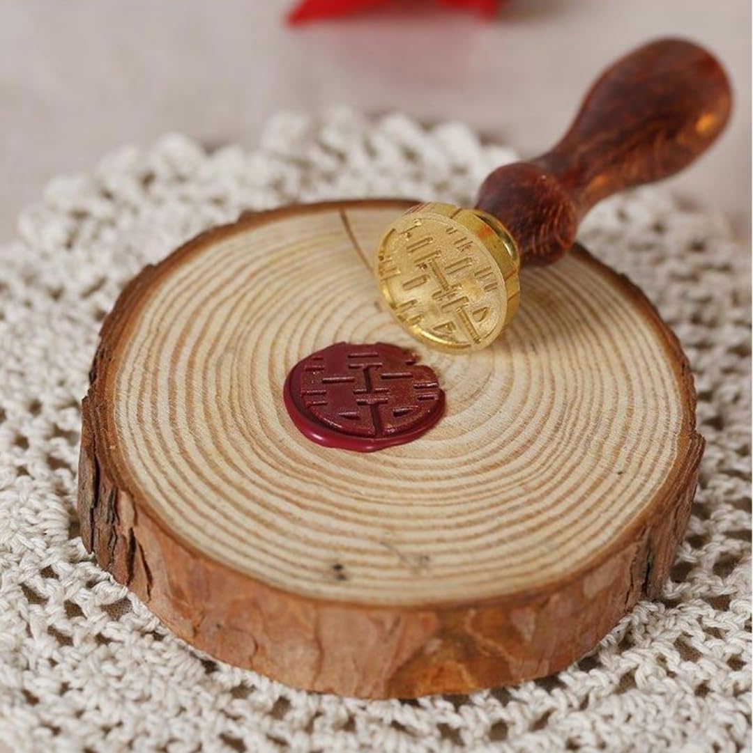 Timbro Sigillo Di Cera Personalizzato - Con Manico In Legno E Testa In Ottone - Per Inviti, Lettere, Regali