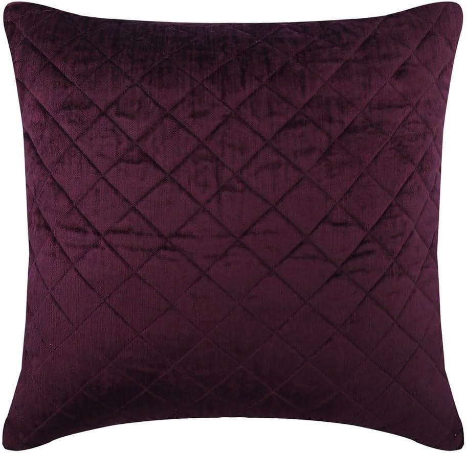 The HomeCentric Toss Pillow Cover, Decorative Purple 16"x16" (40x40 cm) Throw Pillow Cover for Sofa, Velvet Quilted & Geometric Pillowcase with Zipper, Solid Color Pattern Modern - Purple Soul