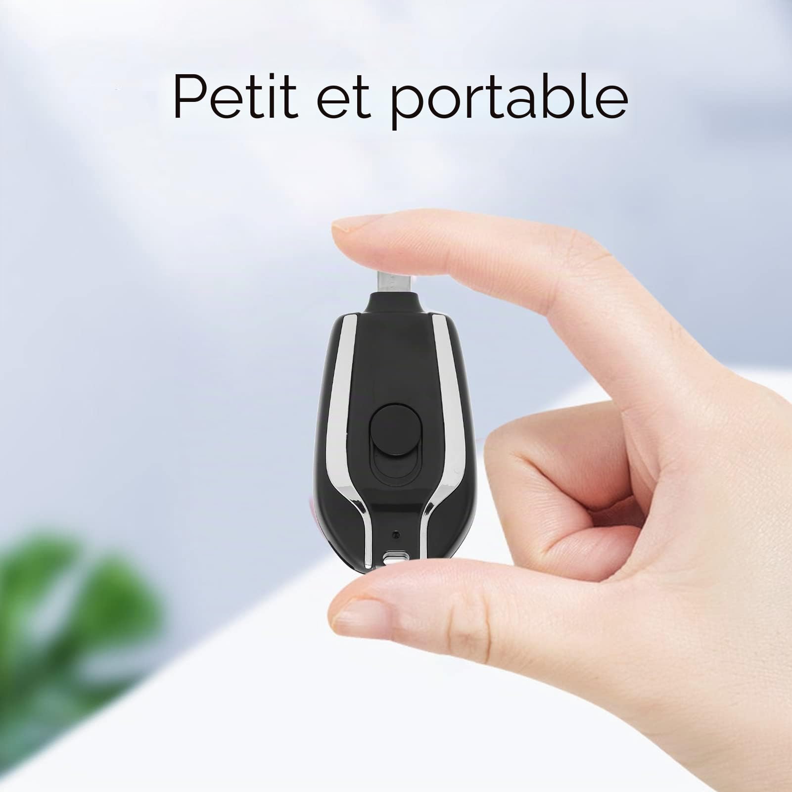 Porte-clés Chargeur Portable pour Andriod, 1500mAh Mini Power Pod d'urgence Petite Batterie de Banque d'alimentation, Chargeur de Téléphone Portable à Rapide Portable (Noir)