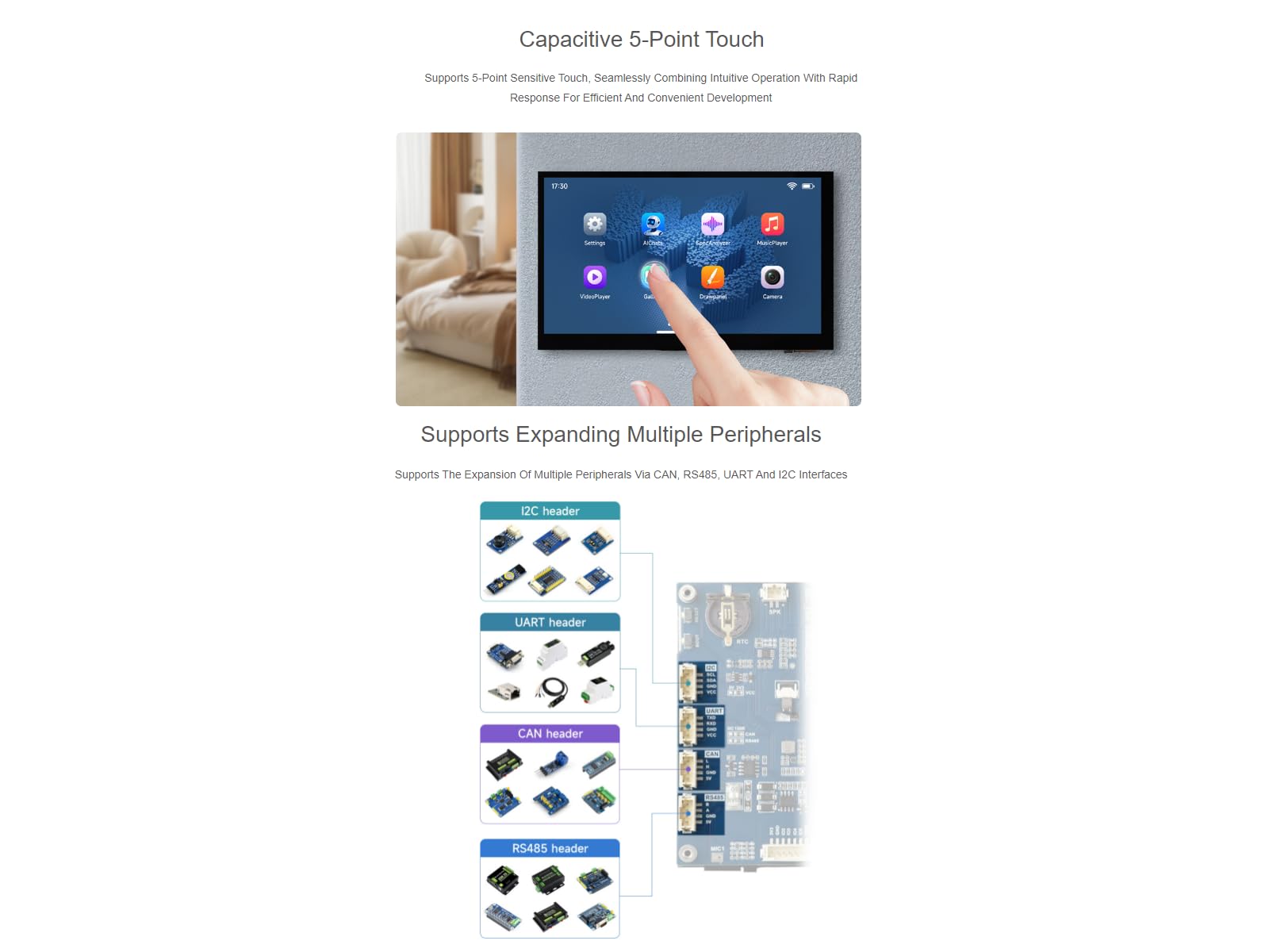 ESP32-P4-WIFI6 7inch 5-Point Touch Display Development Board 1024 × 600 Resolution IPS Display Capacitive Touch Screen,Onboard ESP32-C6-MINI Module, Supports AI Speech Interaction