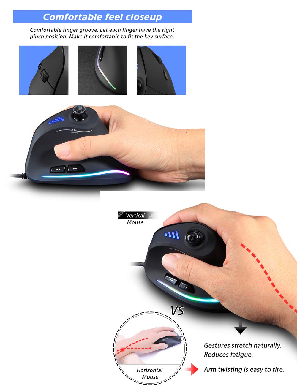 Ergonomic Vertical Mouse Grip