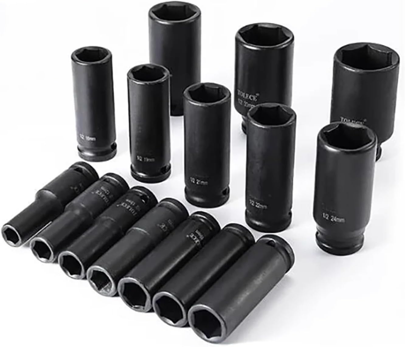 Long Deep 6 Point 1/2 Drive Impact Sockets 8 9 10 11 12 13 14 15 16 17 18 19 20 21 22 23 24 27 28 29 30 32 33 34 35 36 38 41mm(100pcs,8mm)