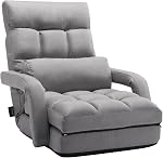 VEVOR Floor Chair, Adjustable Meditation Chair with Back Support, Folding Sofa Chair for Reading TV Watching and Gaming, Portable Floor Seat Lounge Sofa Chair for Kids Teens Adults, Gray