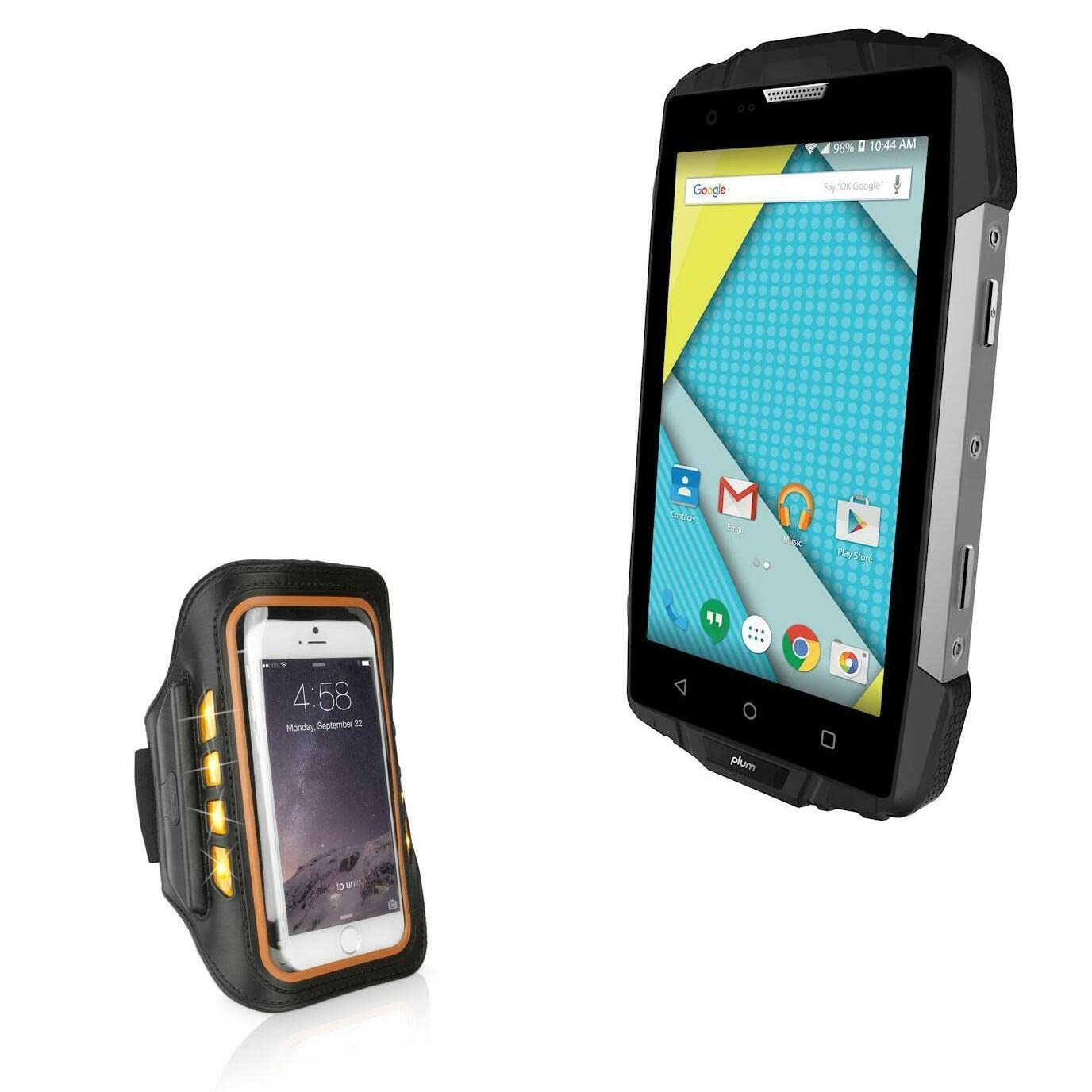 BoxWave Case for Plum Gator 3 (Case JogBrite Sports Armband, High Visibility Safety Light LED Runners Armband for Plum Gator 3 - Bold Orange