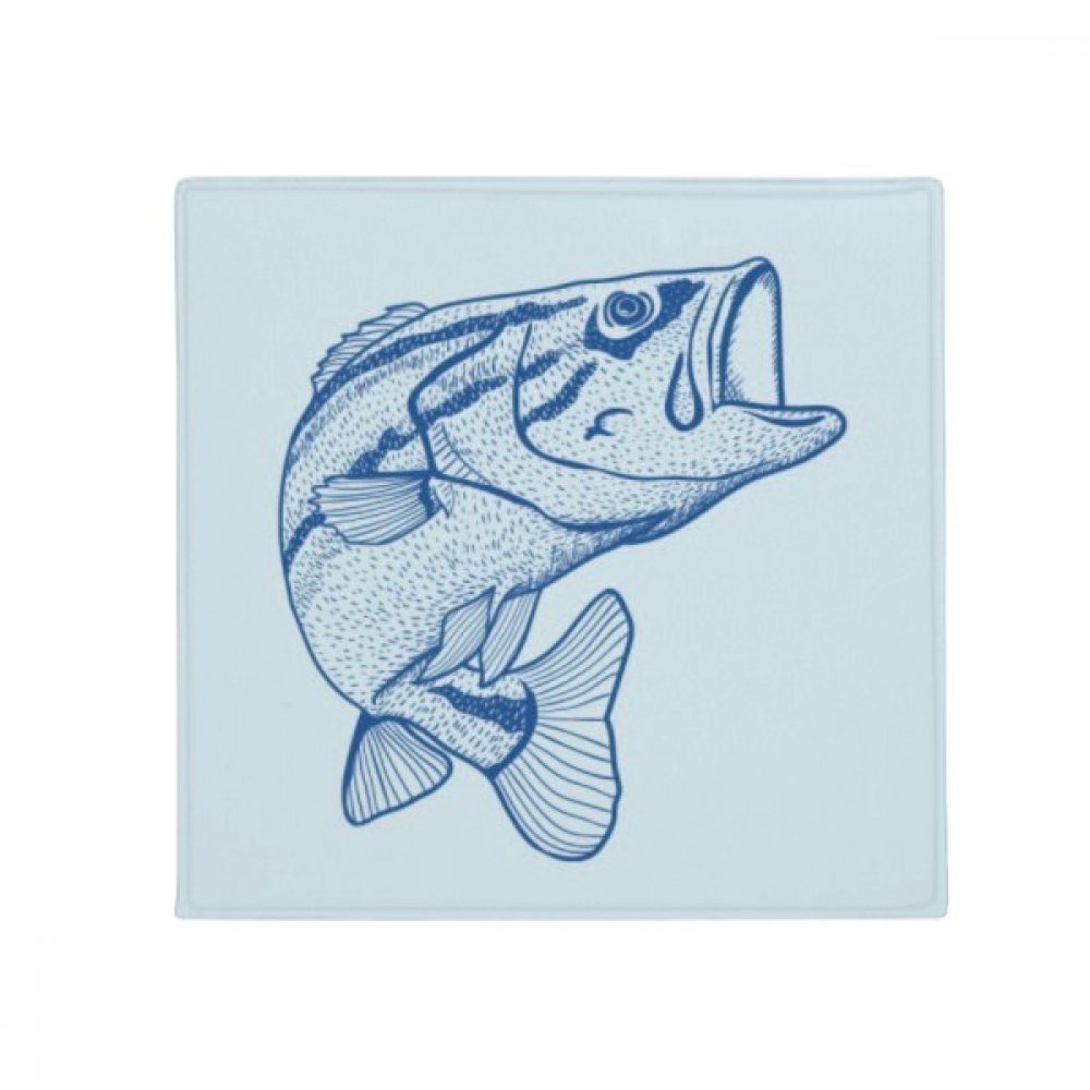 Tapis grand poisson bleu antidérapant lavable 80x80 cm pour maison