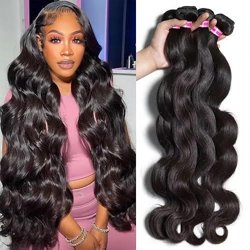 Extensiones de cabello humano ondulado de 18, 20, 22, 24 pulgadas, cabello humano virgen brasileño, color negro natural, 4 paquetes de cabello humano