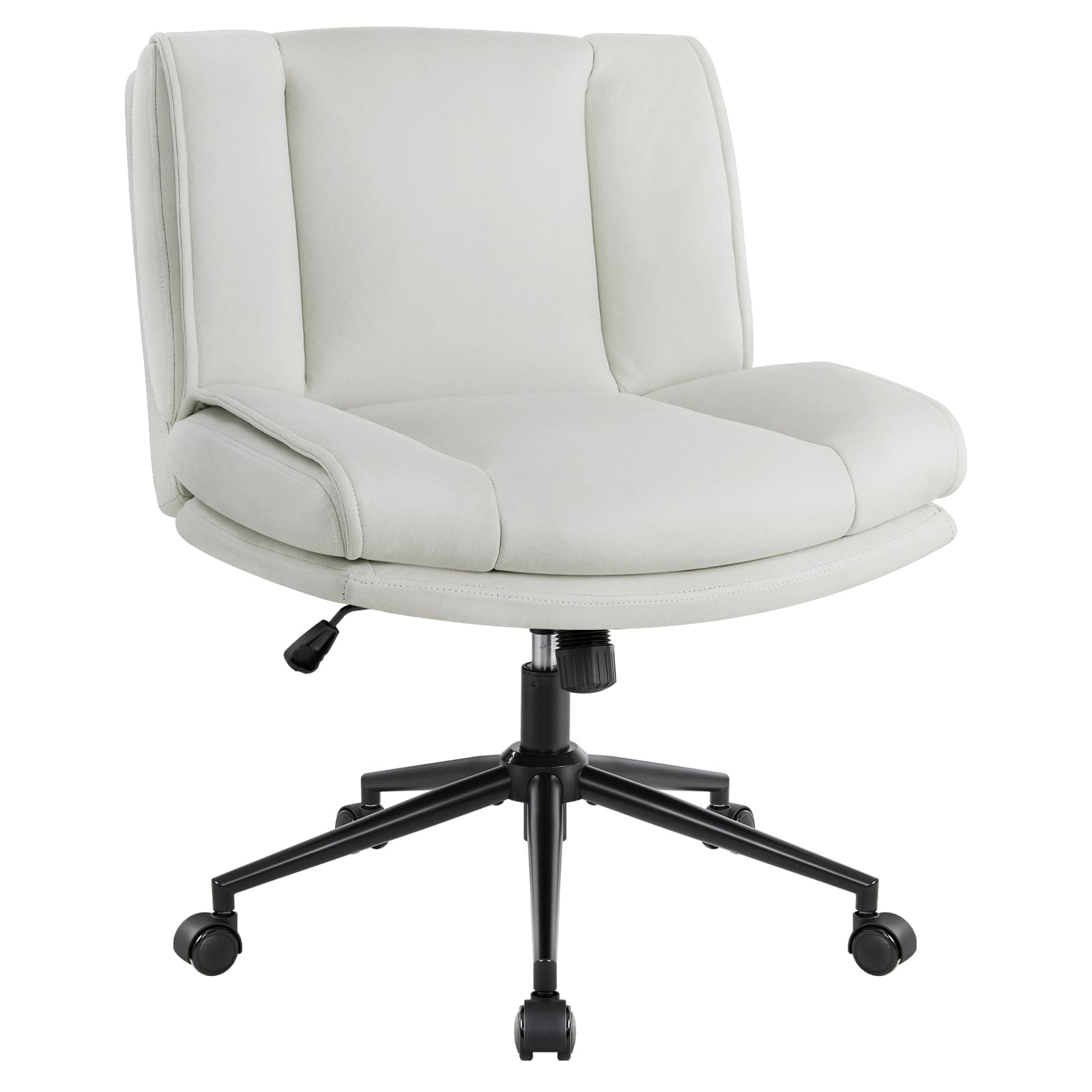 IWMH Silla de Escritorio sin Brazos con Ruedas, Tejido Técnico Patas Cruzadas Asiento Ancho Tapicería Acolchada con Doble Tapicería Ergonómica Ajustable, Impermeable, Resistente a Las Manchas