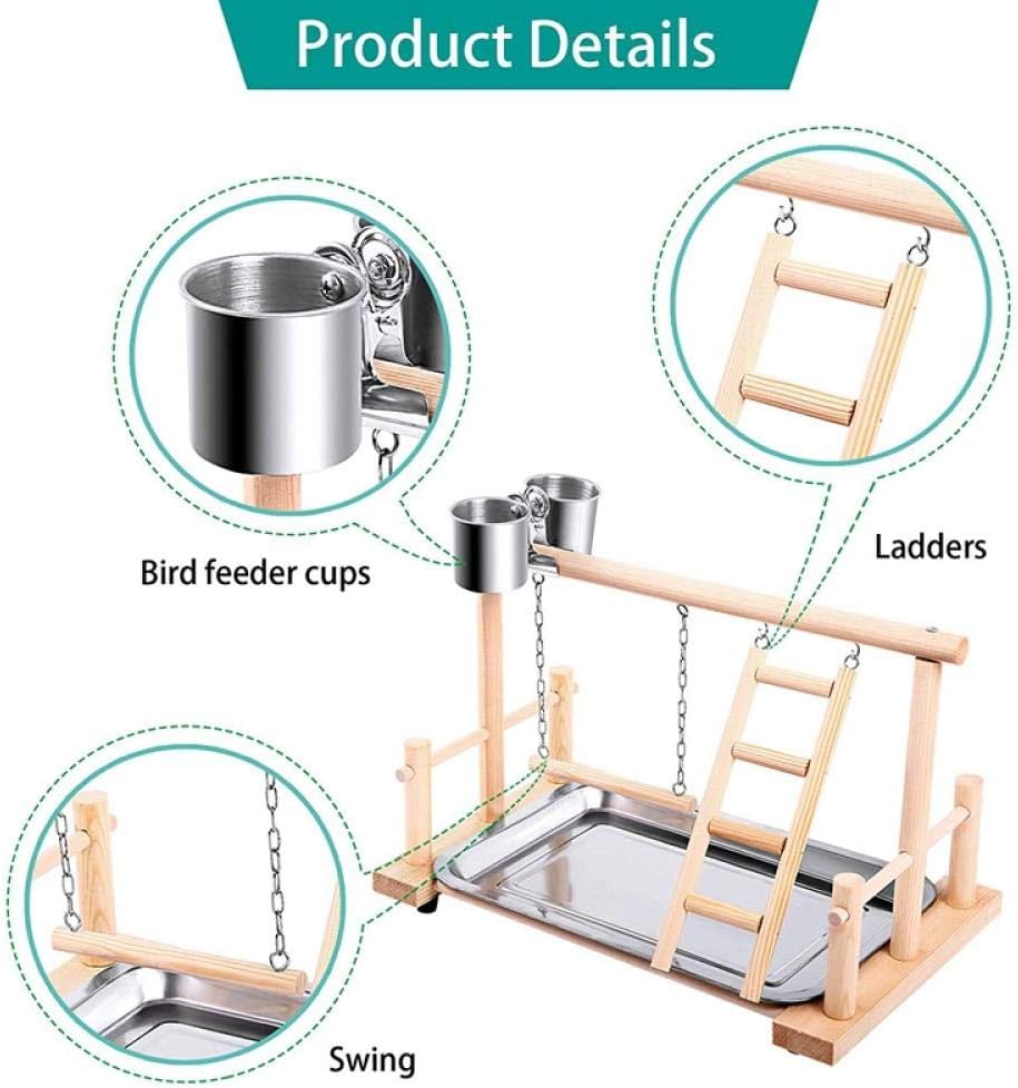 Bird Swings Parrot Playpen Bird Perch Playstand Parrot Playground Gym Wood Ladder Swing Climbing 3Pcs