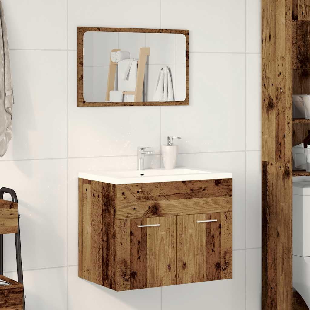 Juego de Muebles de Baño Madera Antigua Madera 2 Piezas