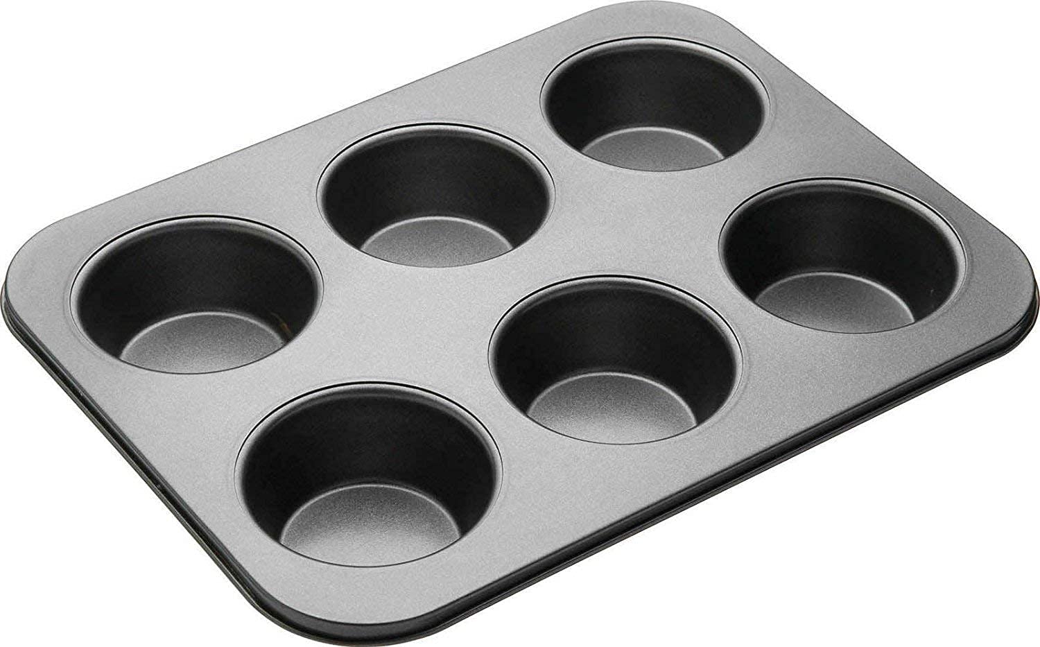 DRUDRAYA 6 Cup Muffin Pan, Non-Stick Baking Pans, Easy to Clean and Perfect for Making Jumbo Muffins Cup Cake (Black) (D83)