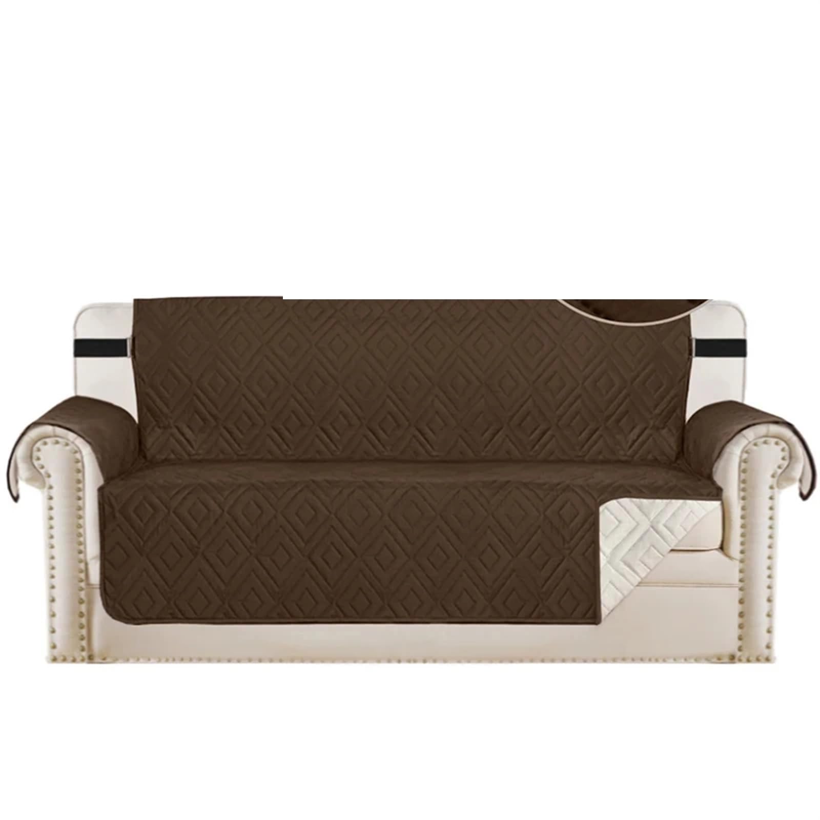 Housses de canapé matelassées 2 places marron imperméables et lavables