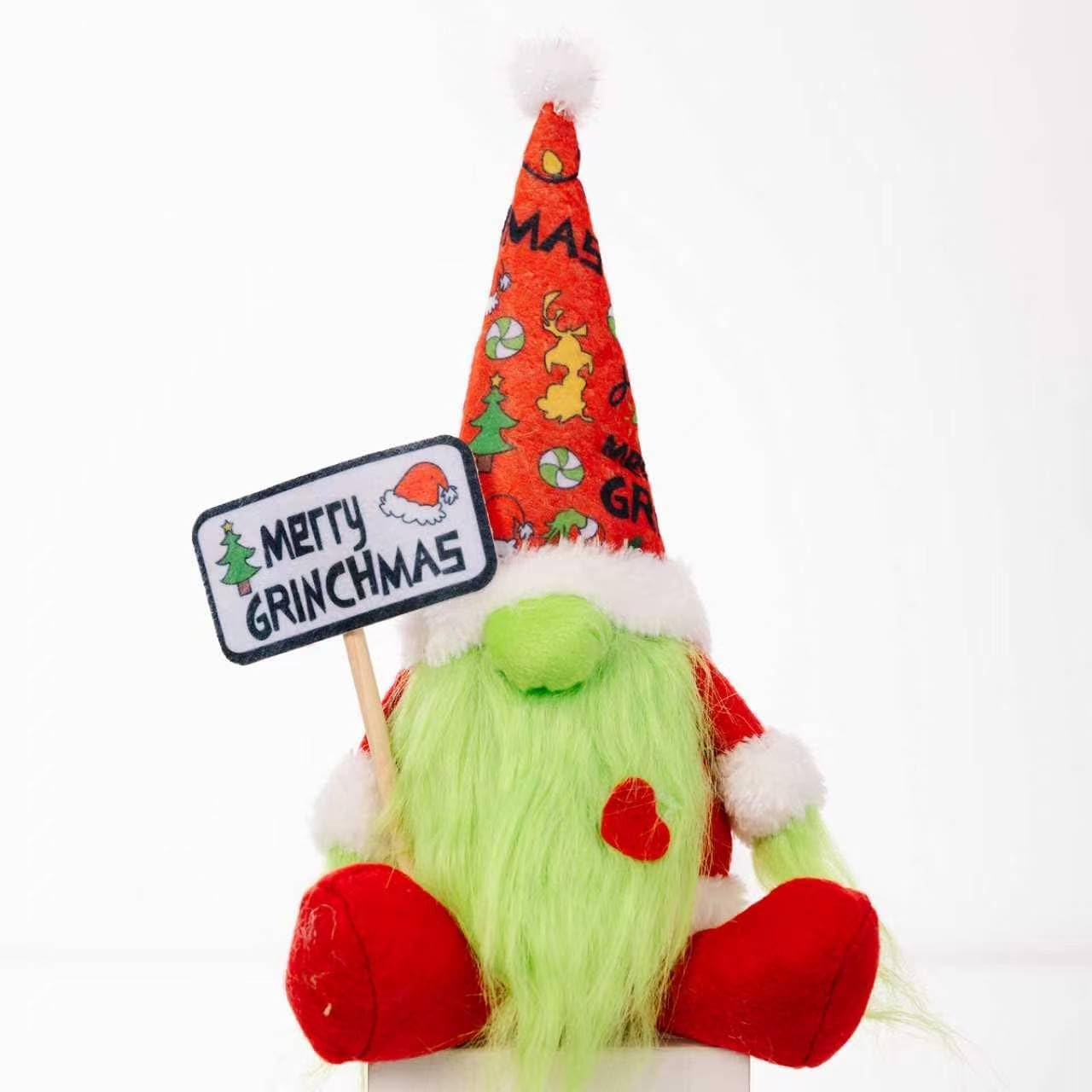 Merry Grinchmas Gnome - Funny Elf with Sign - 11 Inch Christmas Holiday Decoration Gift for Home or Office by Cool Bean Inc