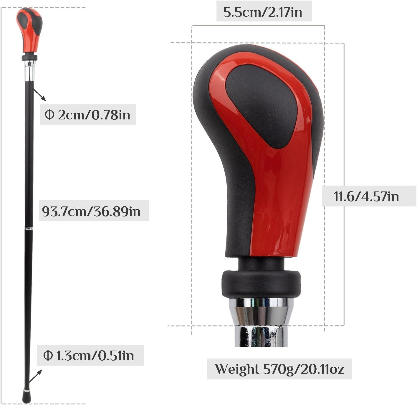 Black and Red Genuine Leather Walking Cane with Cane Rack, Luxury Men Womens Walking Stick, for Cospaly Vintage Party 93cm