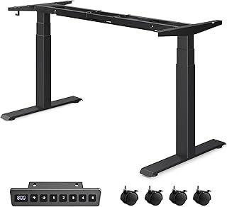 Desk Stand, Electric Height Adjustable, Double Motor, 3-Way Telescopic Legs, Memory Function with 4 Heights, Black LSD020B01