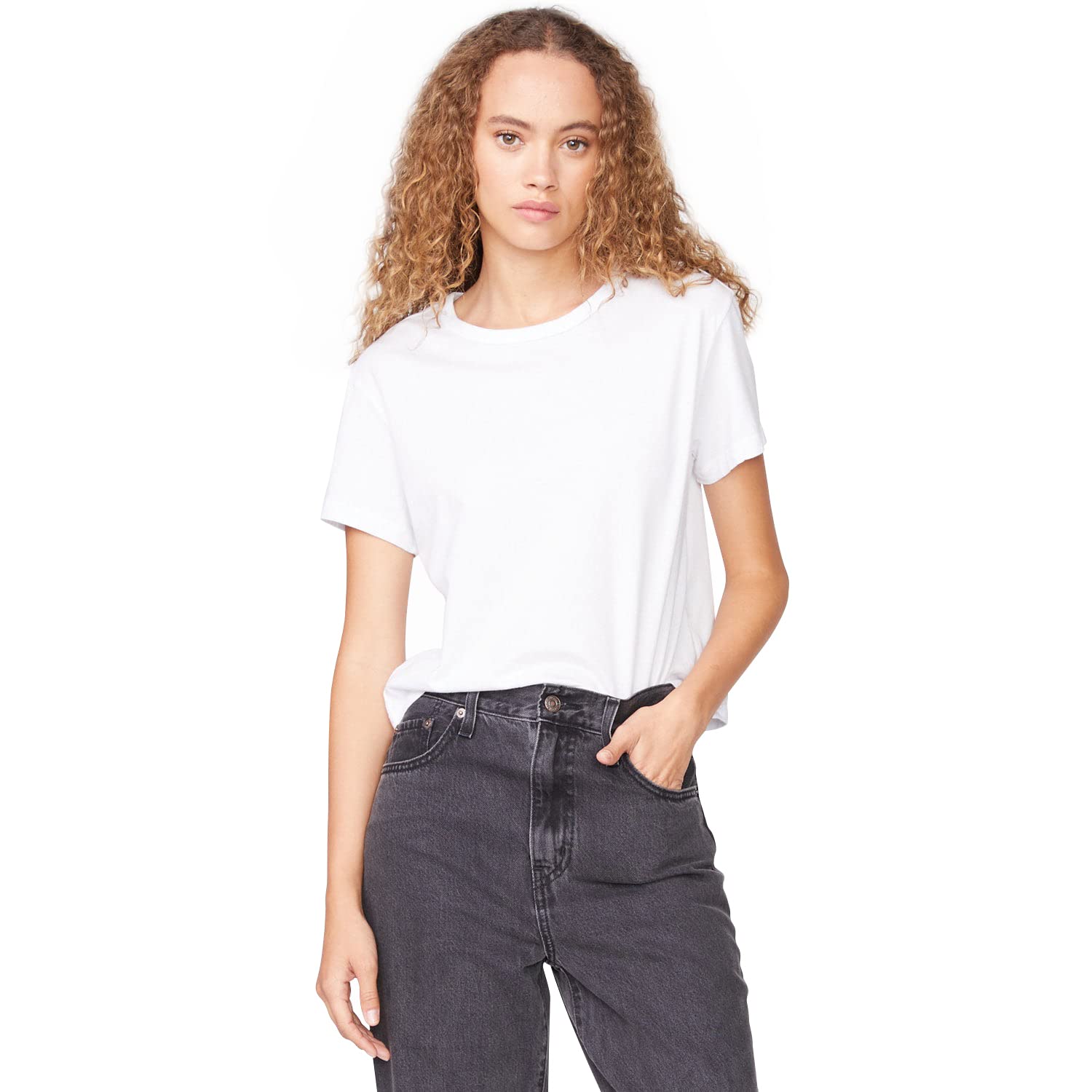 MonrowWomen's 90's Tee, Crew Neckline, Slightly Snug Fit & Classic Sleeves