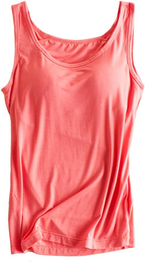 Womens Modal Built-in Bra Padded Camisole Yoga Tanks Tops
