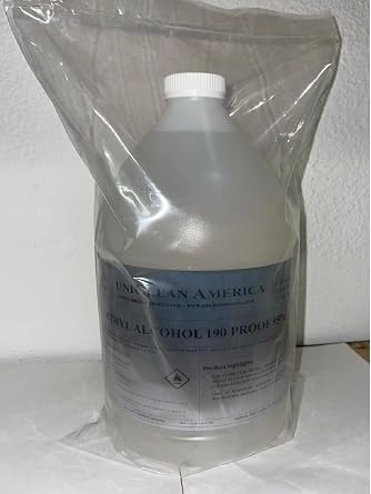 Denatured Ethyl Alcohol - Ethyl alcohol 190 proof 95% - High purity alcohol min 95% with 87-90% active Ethyl alcohol - Made in USA 4 GALLONS