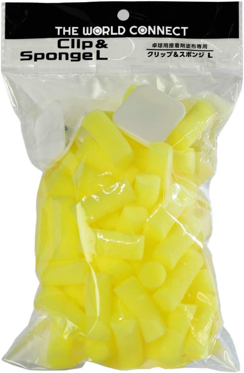 The World Connect CV013 Table Tennis Racket, Adhesive Application Sponge, Clip & Sponge, Pack of 70