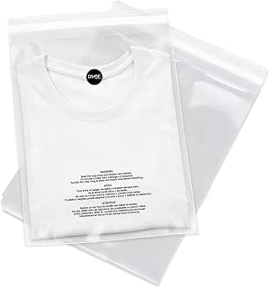 DMSE T shirt Self Seal Poly Clear Plastic 1.5mil Clothing Merchandise Bags Pants 9 x 12" Inch For Shipping Easy to Pack and Close Multiple Sizes and Quantities Available Peel and Seal (100QTY - 9X12)