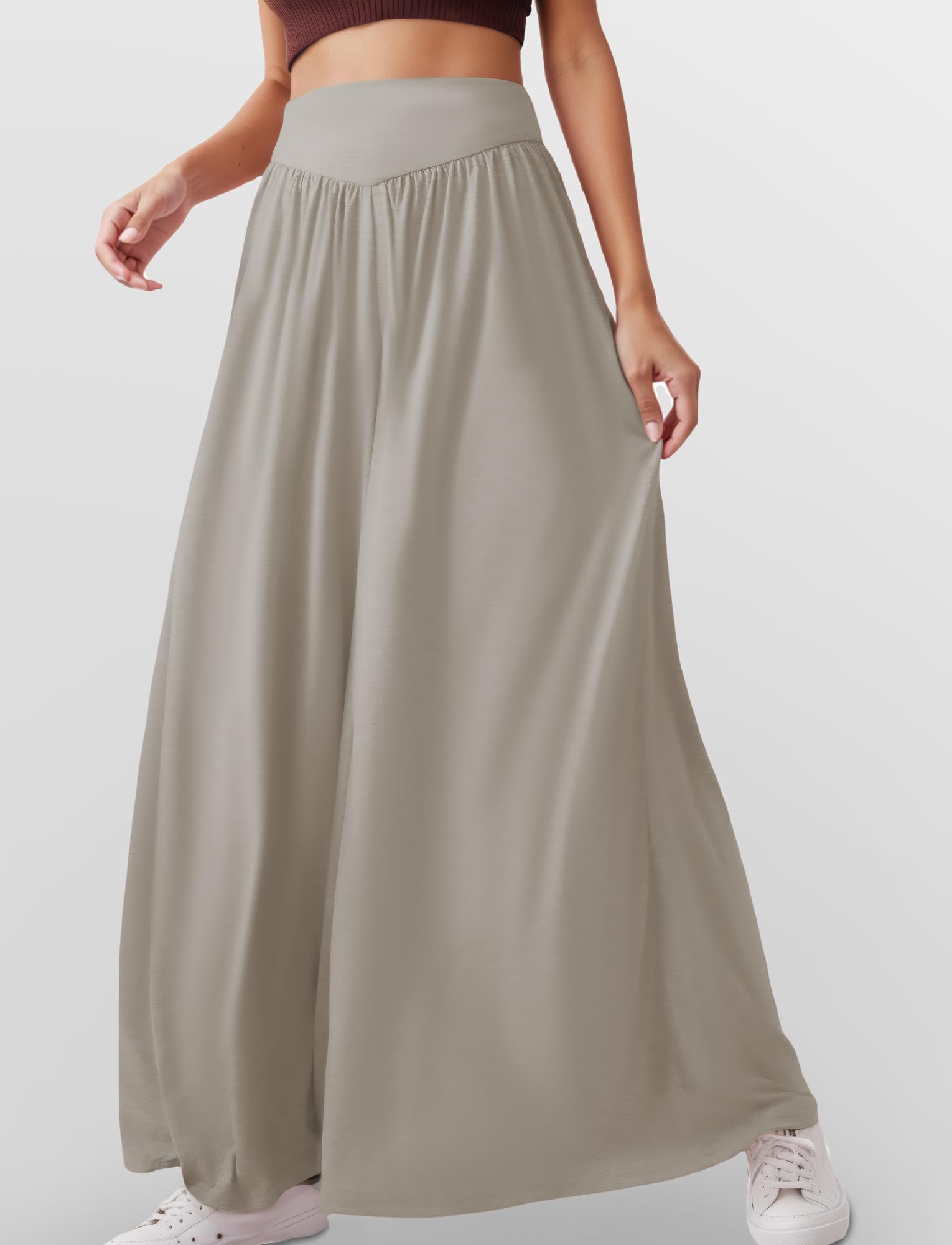 SEAUR Palazzo spodnie damskie, długie spodnie do tańca, do tańca brzucha, pilatesu, jogi, luźne, szerokie nogawki, spodnie letnie, miękkie spodnie rekreacyjne, S-XXL