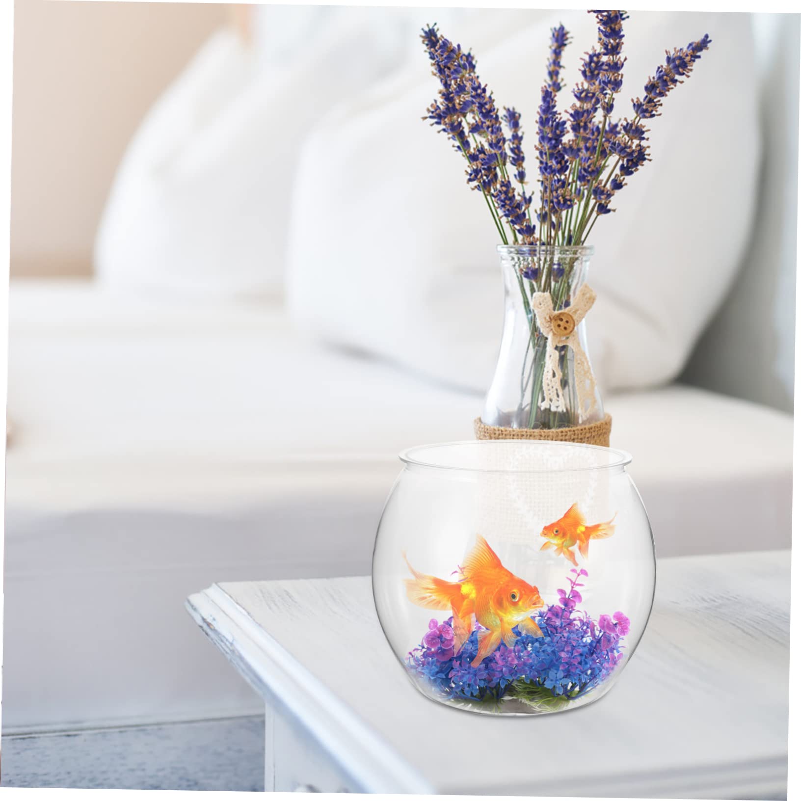 Garneck Transparenter Aquarium für Goldfische und Schildkröten Dekoratives Fischglas für Schreibtisch Wohnzimmer und Garten Hochtransparentes Design für Sicht und Stabilität